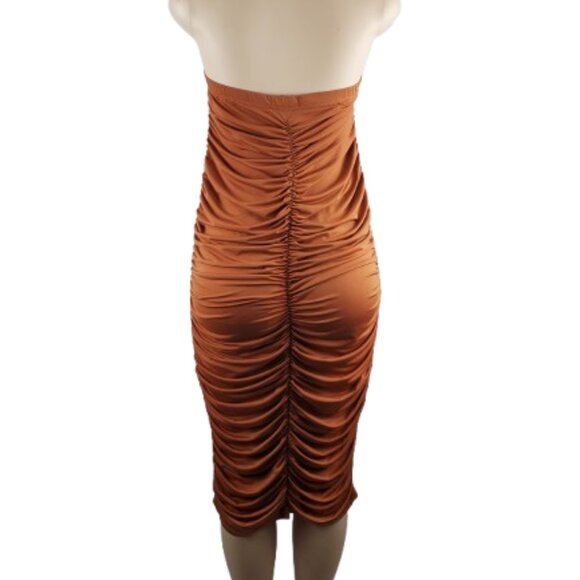 Love women's brown ruched tube dress size L - Picture 3 of 3